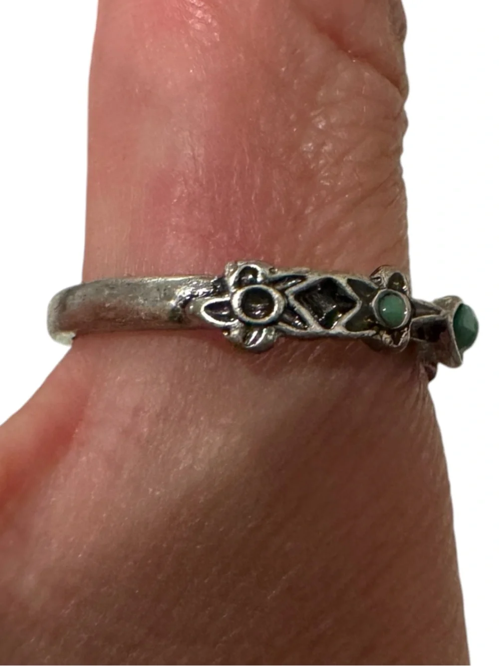 Silver-tone Turquoise Marquise Ring - Women's Fashion Jewelry